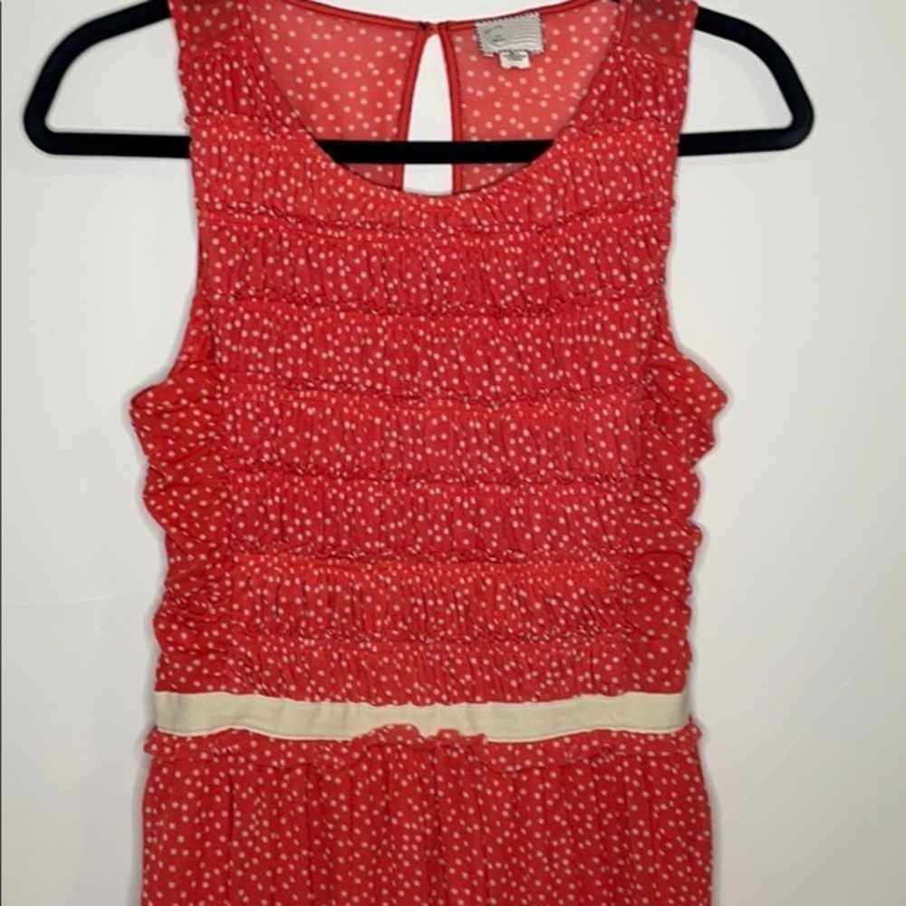 Anthropologie Postmark Coral Polka Dot Dress - Picture 4 of 10
